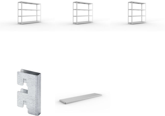 Meta Set Weitspannregal vzk 2500x600x1970 Stahlp.+SPEED-RACK Zusatzfachebene 2500x600 mm in verzinkt mit Stahlpaneelen+Weitspannregal vzk 1700x600x1970 Stahlp.+Weitspannregal Speed-RackGr 1970x2000x600 mm+Zubehör Päckchen Verdübelungsset SPEED-RACK vzk mi