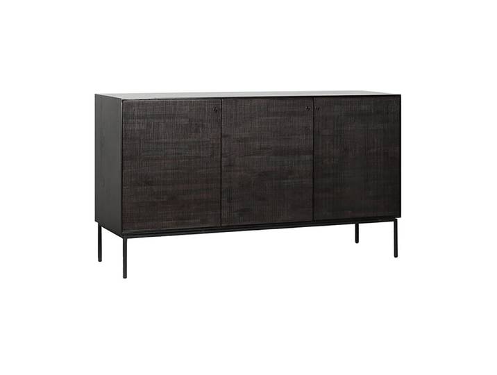 ETHNICRAFT buffet GROOVES avec 3 portes (Noir - Teck et métal)
