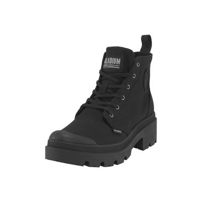 Schnürstiefelette PALLADIUM "PALLABASE TWILL", Damen, Gr. 38, schwarz, Textil, Schuhe Schnürstiefelette, Schnürstiefel, Schnürboots aus Canvas mit Reißverschluss
