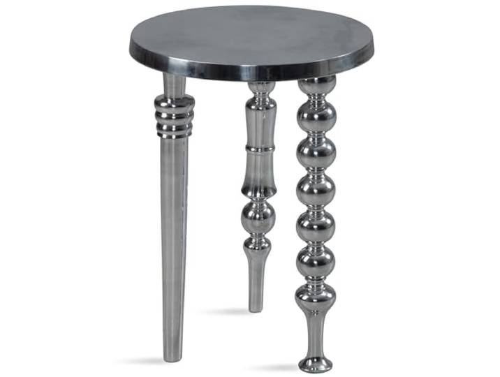 WOHNLING Bijzettafel Rond 44x44x63 cm Aluminium Zilver, Driepoot
