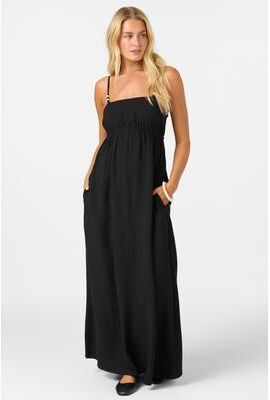 O'Neill s Rori Maxi Dress in Black, Size 2XL, Linen/Viscose