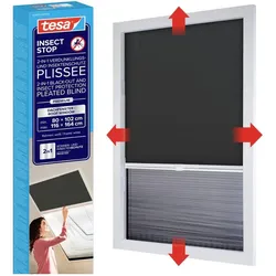 tesa, Fliegengitter, Insektenschutz 2-in-1-Plissee - Rollo und Fliegengitter für Dachfenster ohne Bohren (116 x 164 cm)