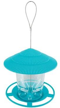 Inspired Living Smart Foot Activated Automatic Bird Feeder Hanging Outdoor Bird Feeder With Multi Port Bird Seed Dispenser blue