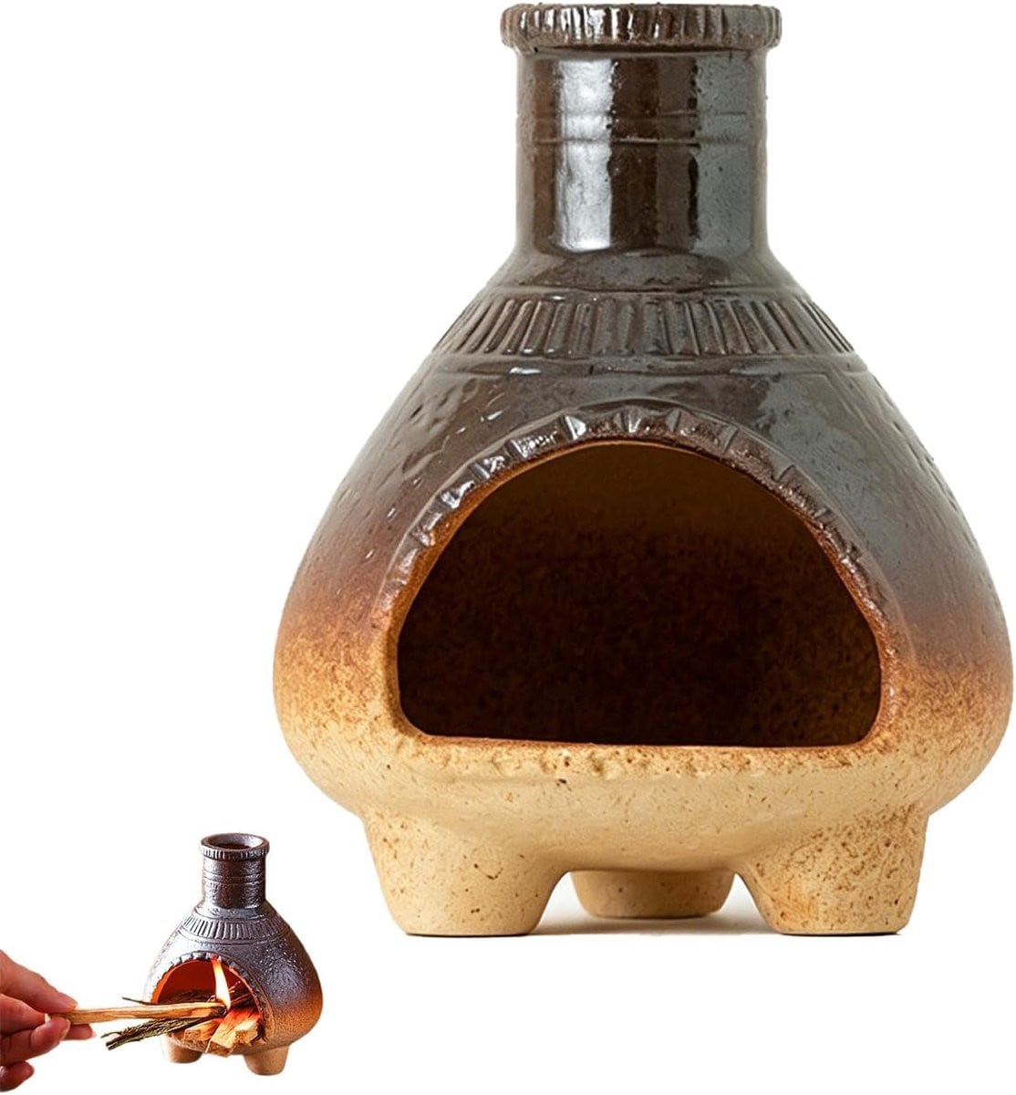 Palo Santo Vintage Terracotta Wierookhouder - Handgemaakte Retro Wierookbrander voor Stokjes en Kegels