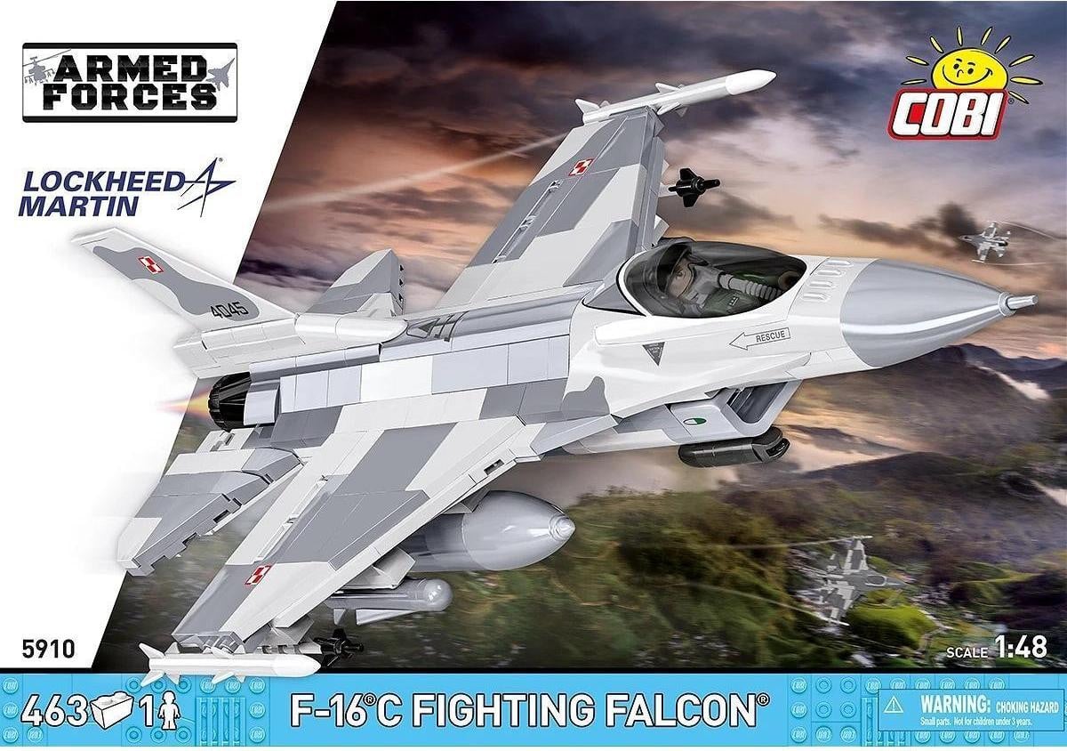Cobi F-16C Fighting Falcon model schaal 1:48 met 463 onderdelen en pilootfiguur