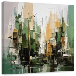 LEINWANDBILD Stadt Abstraktion Grün 50x50cm