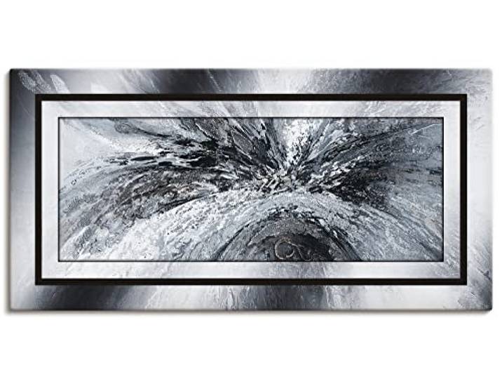 ARTLAND Wanddeko Leinwand Bilder Wandbild Abstrakte Motive Muster Formen Digitale Kunst Schwarz Weiß C6PF Schwarz weiß abstrakt 1