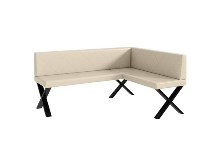 MEBLINI Eckbank für Esszimmer - Küchenbank - Essecke - Sitzecke Küche - ERIC - X-Beine 128x168x87cm Rechts - Creme Kunstleder