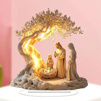 Uplift Essentials Prayer Under Moonlight Tree Decoration Religious & Cultural Inspired Desktop Artwork style B