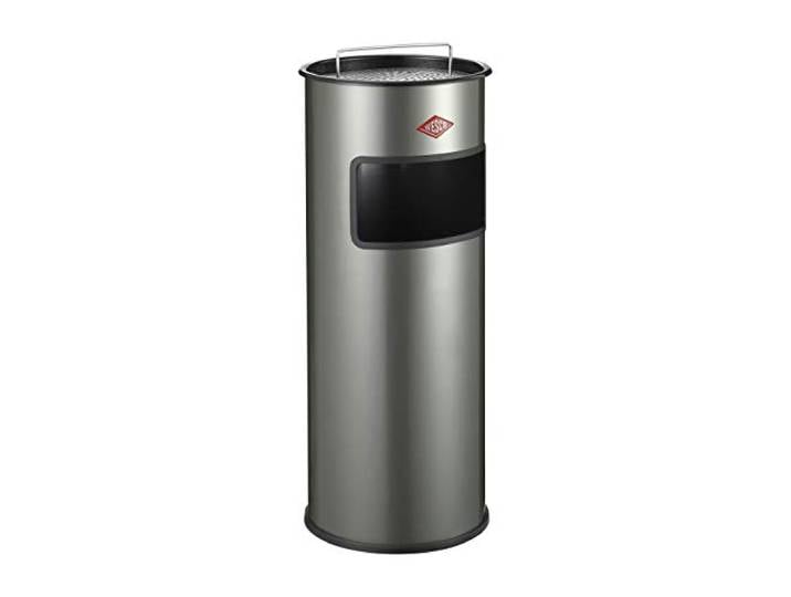 Wesco Standascher aus pulverbeschichtetem Stahl in der Farbe Neusilber mit einem Volumen von 30 Litern/Mit Einwurfschlitz