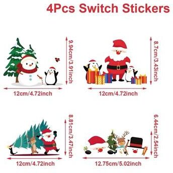 Uplift Treasures 4pcs Santa Reindeer Christmas Light Switch Wall Stickers 4pcs B
