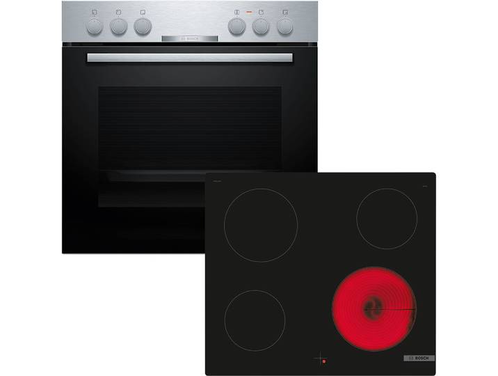BOSCH Elektro-Herd-Set HND210CS63 , Energieeffizienz: A, schwarz, Herdsets, Gleichmäßige 3D-Heißluft & einfache Kochfeld-Bedienung am Herd, Elektro-Herd-Set