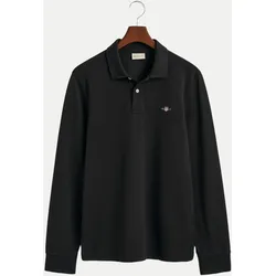 Langarmshirt mit Polokragen Schwarz XXL
