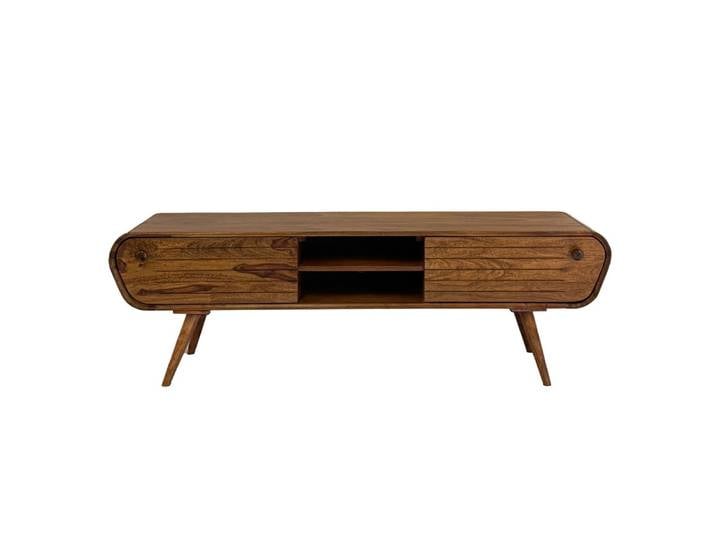 Meuble tv bas 160 cm en bois massif, marron