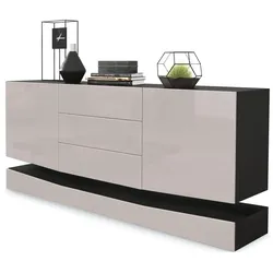 SIDEBOARD City Fronten in Sandgrau Hochglanz