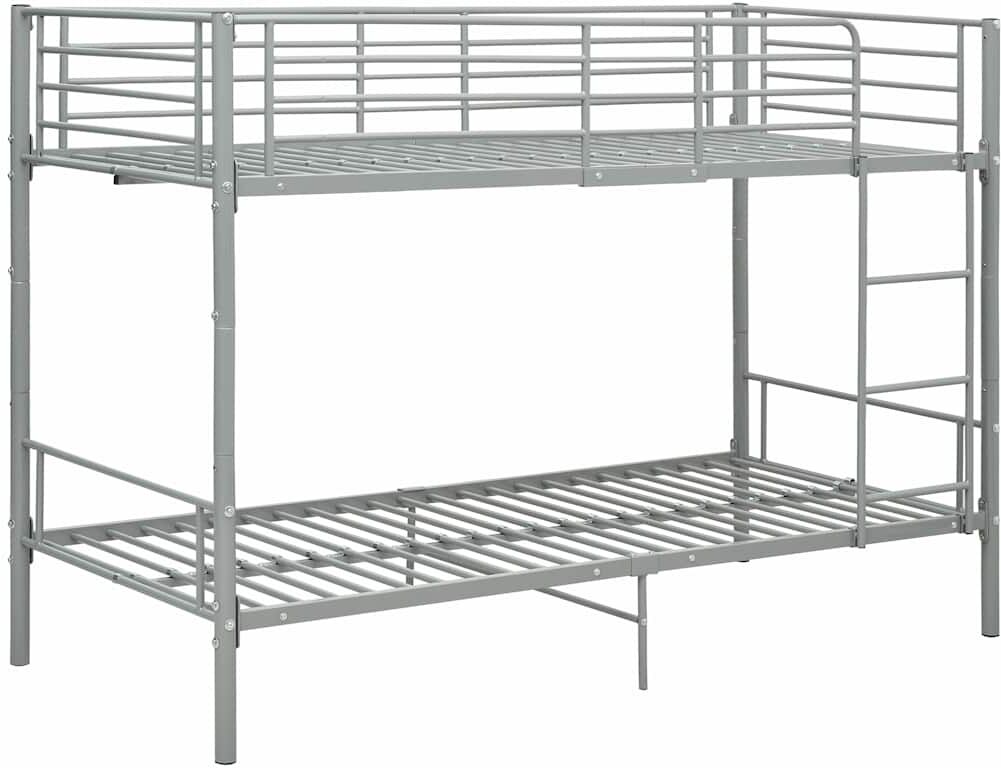 vidaXL Cama litera de metal gris 90x200 cm Gris