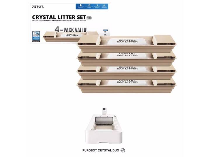 PETKIT Kristallstreu für Purobot Crystal Duo 4 Stück Katzenstreu – Tierbedarf – weiss