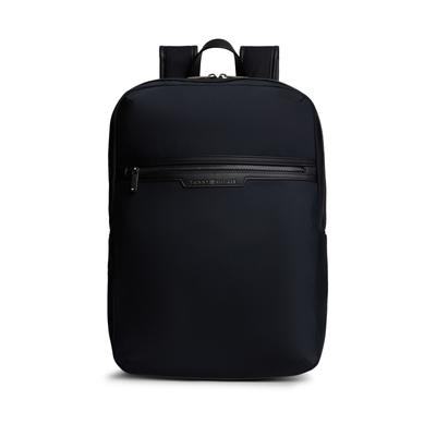 Rucksack TOMMY HILFIGER "TH NYLON TECH BACKPACK", Gr. B/H/T: 28,5cm x 44cm x 13,5cm, schwarz, Lederimitat, Textil, Basic, Rucksäcke Rucksack, Unisex Freizeitrucksack, Travelbag mit Logoschriftzug