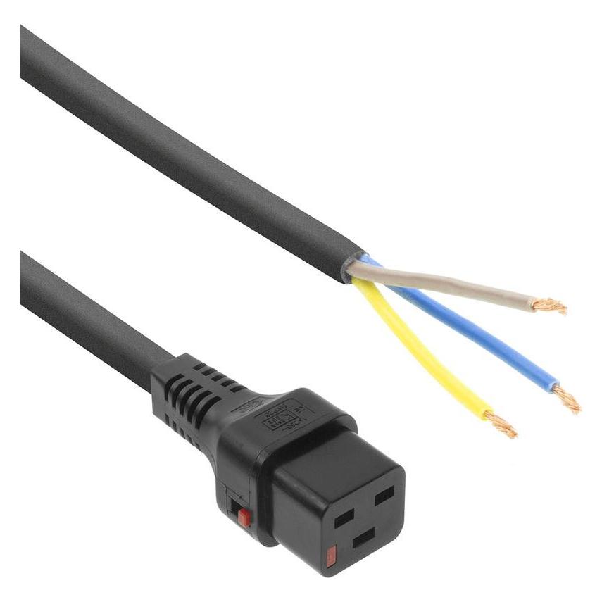 Iec Lock 230V connection cable C19 lockable - open end black 2.00 m (2 m) (PC1174)
