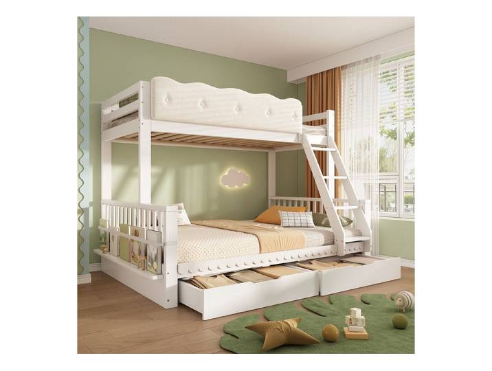 STILVORA Etagenbett 90×200/140×200 mit Matratze Kinderbett mit Schubladen Holzbett