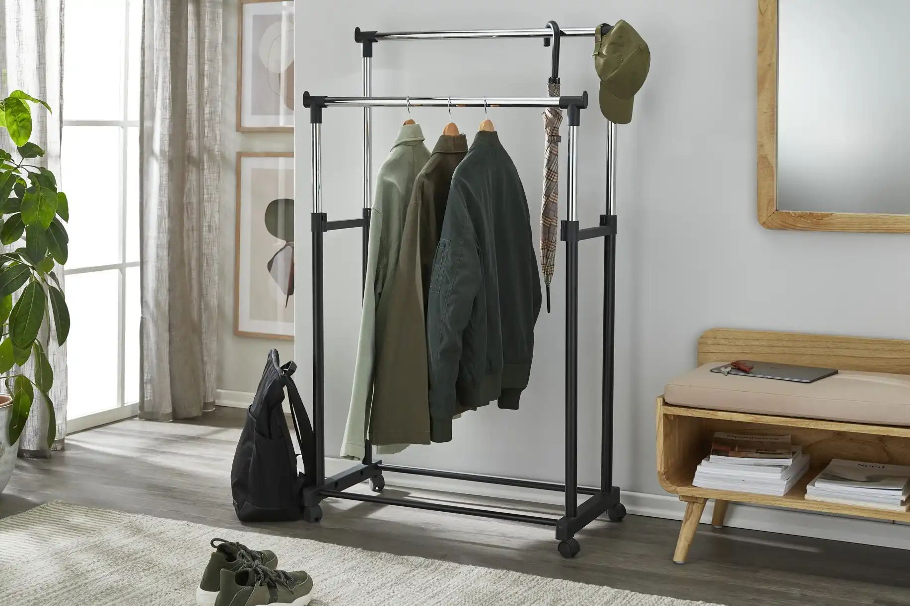 Höffner Rollgarderobe  Selve ¦ silber ¦ Metall,Kunststoff ¦ Maße (cm): B: 85,5 H: 94,5