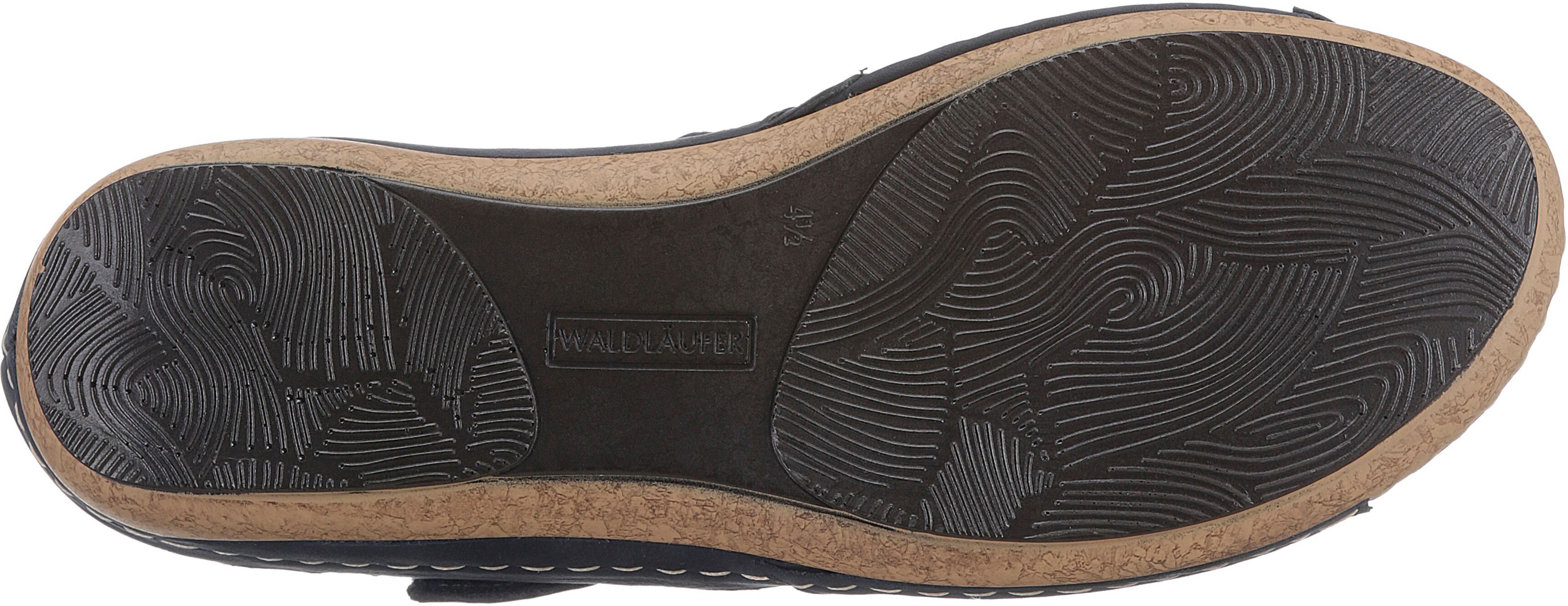 Sandalette WALDLÄUFER "Heliett-Soft", Damen, Gr. 3,5 (36), Leder Textil, blau (dunkelblau), Nubukleder, Textil, Schuhe Sandalette, Sommerschuh, Sandalette, Keilabsatz, mit Strasssteine, H-Weite