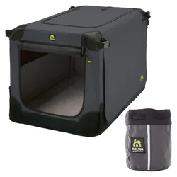 Maelson Soft Kennel anthrazit 62 cm + Treatee Mag Pouch - Transportbox und Leckerli-Tasche