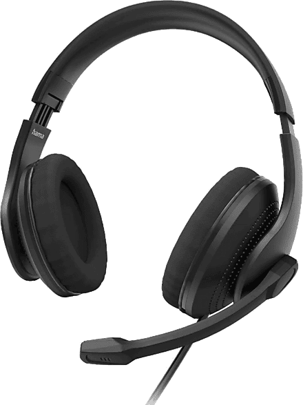 Auriculares - Hama HS-USB300 V2, Circumaurales, Estéreo, USB, Cable, Botón Mute, Negro