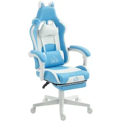 GAMING-STUHL Kunstleder Hellblau