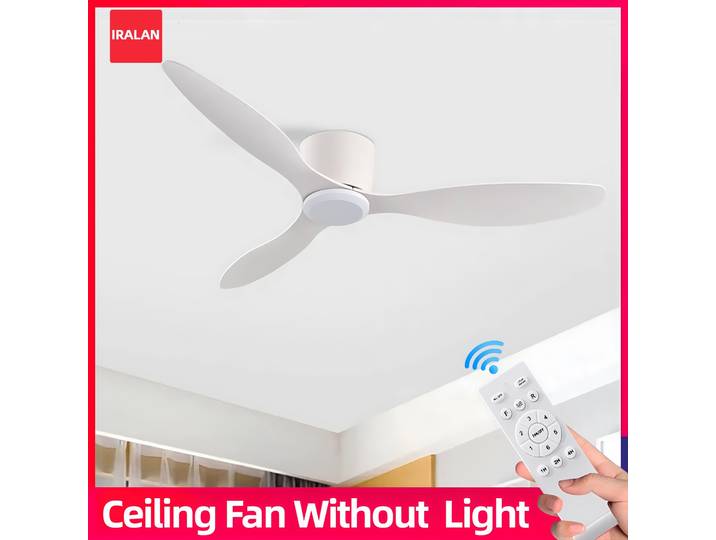 Ventilateur de plafond intelligent moderne IRALAN sans éclairage, 6 vitesses, minuterie, ventilateur de sol bas, ventilateur de loft, ventilateur domestique, télécommande, ventilateur pour la maison,