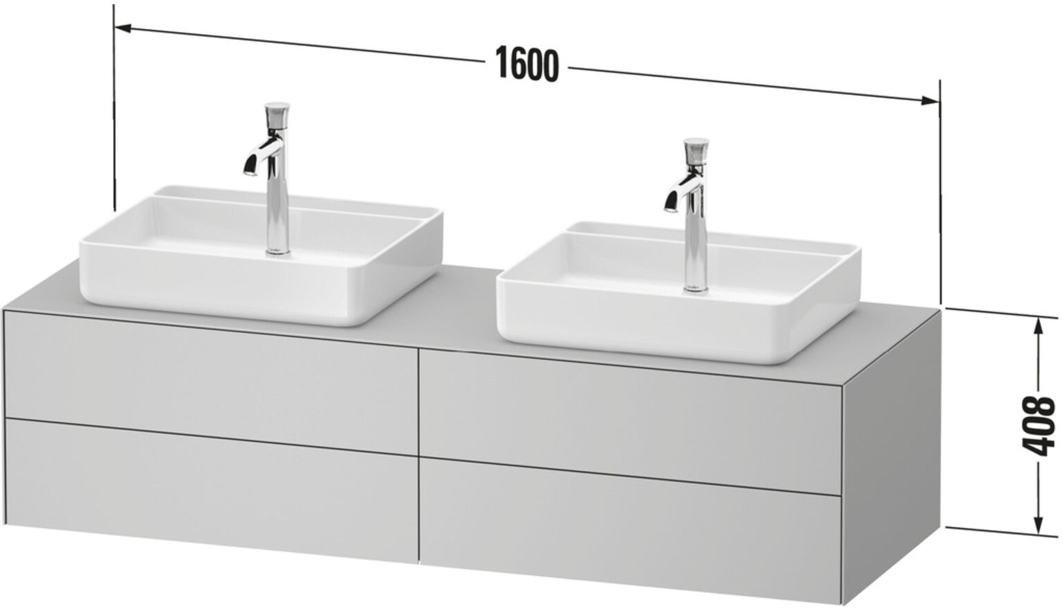 Duravit Waschtischunterschrank White Tulip 160x55cm, 4 L, st-g g, k Ei/o B (WT4868BH2H20000)
