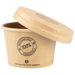 100x BIO Dressingbecher mit Deckel aus Karton 80ml Ø62mm