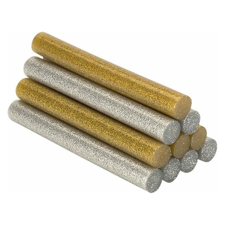 Salki Schmelzklebebalken 430206 Silberfarben Gold Glitzernd Dekoration Ø 12 X 95 Mm 125 G (12 Stück) (45270903)