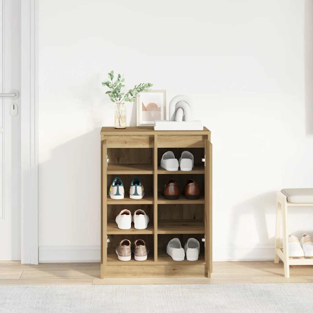 Lily Manor Shoe Cabinet 57X34x76 Cm Engineered Wood Artisan Oak 8
