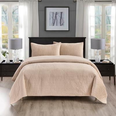 Pointehaven Heavy-Weight Oversized Channel Design Velvet Quilt Sets