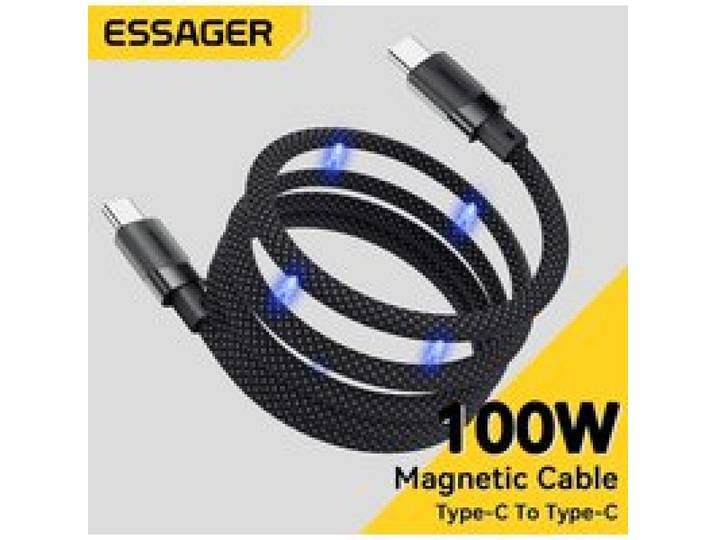 Essager USB C naar C 100W Magnetische Snelle Oplaadkabel voor iPhone 15 65W Type C naar C Gegevens- en Oplaadkabel voor Laptop Samsung