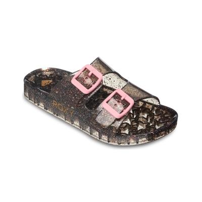 Sandale ROXY "RG KATTIE GLITTER", Mädchen, Gr. 34, braun (schwarz, multi), EVA, Synthetik, Schuhe Sandale, Pantolette, Sommerschuh