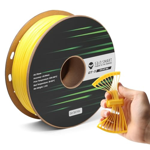 SainSmart TPU-filament 1,75 mm, Geel, 1 kg spoel, UV-bestendig, voor 3D-printen met hoge snelheid tot 500 mm/s