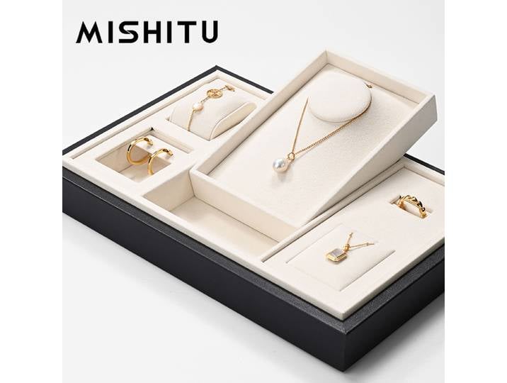 MISHITU présentoir de bijoux boîte de rangement multi grille bijoux stockage anneaux boucles d'oreilles collier Bracelet vitrine bijoux Oirganizer