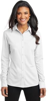 Port Authority L570 Women's Dimension Knit Dress Shirt in White size 3XL   Polyester