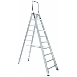 EuroScaffold Eurostairs Stufenstehleiter beidseitig begehbar mit Bügel 2x10 Stufen