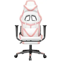 vidaXL Raranica (Mit Fussablage), Gaming Stuhl, Weiss