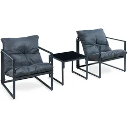Casa.Pro, Gartenlounge, Loungeset Karg 3-tlg. Dunkelgrau