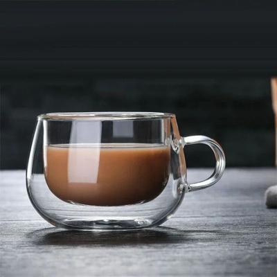 Uplift Essentials Heat Resistant Double Wall Glass Coffee Mug With Handle 150ml