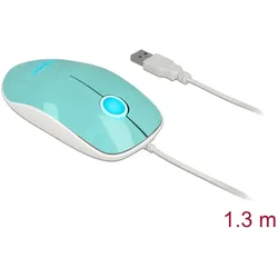 Delock Optische 3-Tasten LED Maus USB Typ-A türkis