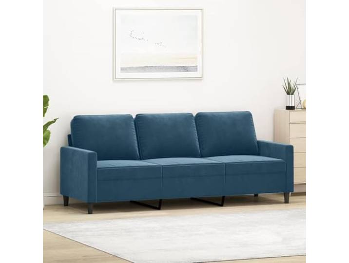 HEFZGDB 3-Sitzer-Sofa Blau 180 cm Samt Stoff Bezug Metallgestell Polsterung Wohnzimmer Sitzgruppe Komfort Möbel