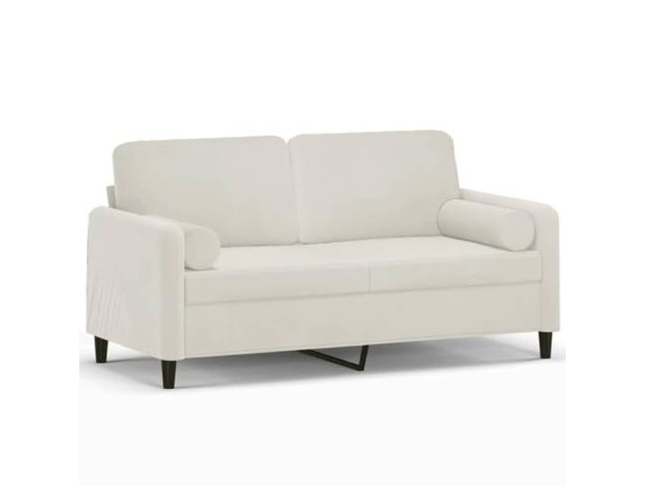 Todiikf 2-Sitzer Sofa mit Zierkissen 140cm Creme Samt Couch Metall Elegant gepolstertes Zweisitzer Polstermöbel für Wohnzimmer und Büro, inklusive zwei Kissen mit Reißverschluss.