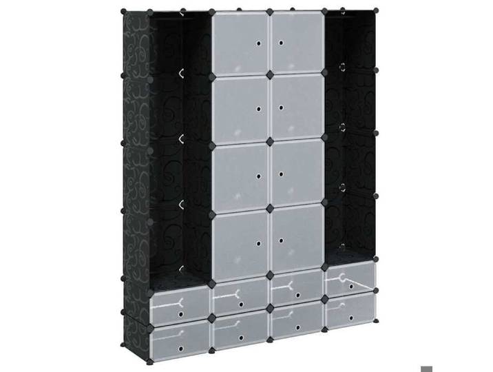 NOUVEAU Armoire de chambre - Armoire modulaire 18 compartiments Noir et - blanc - 37x146x180 5cm 45755