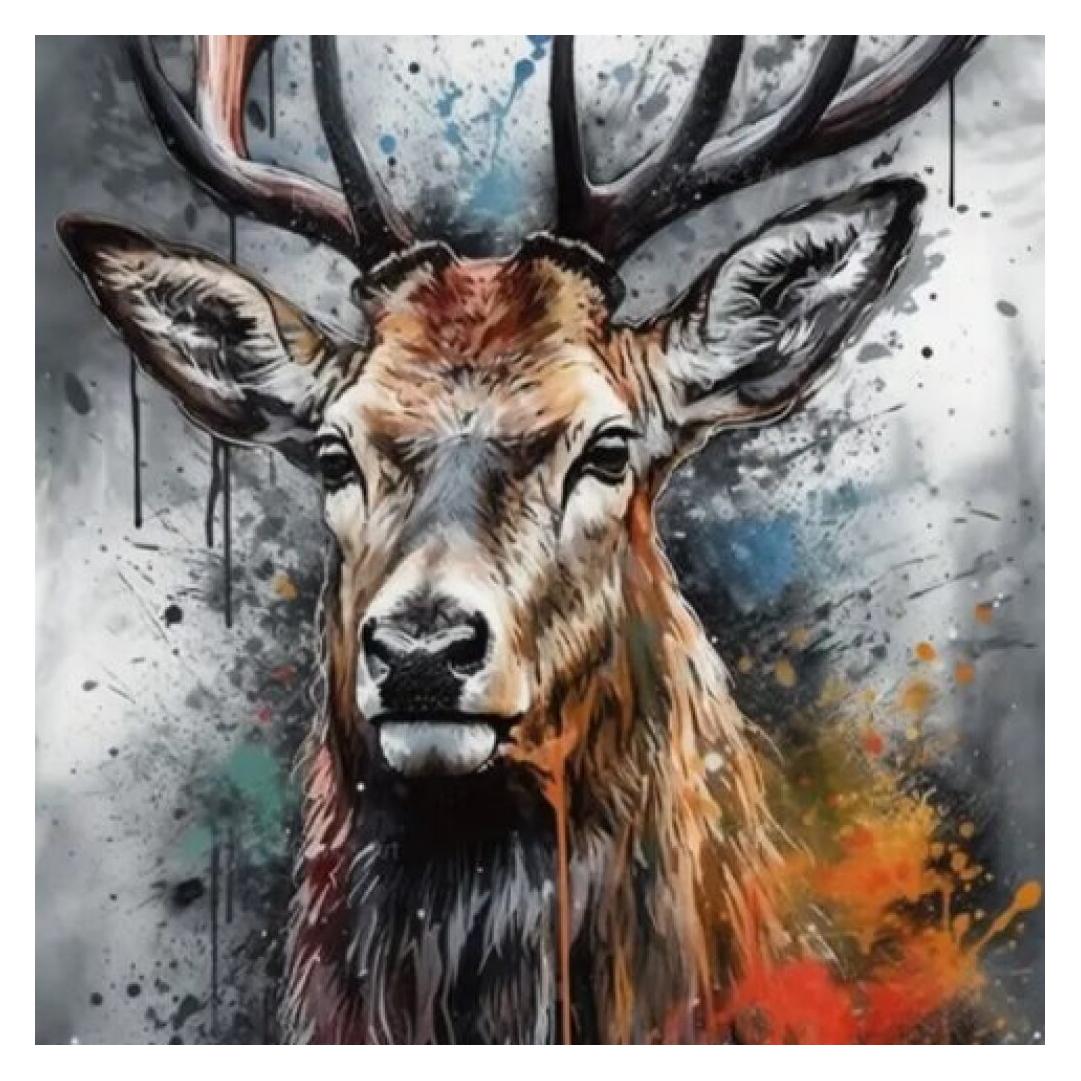 Norimpex Diamantov kleiner Ofen Hirsch (Zeichnung) 30x40cm (2002043)