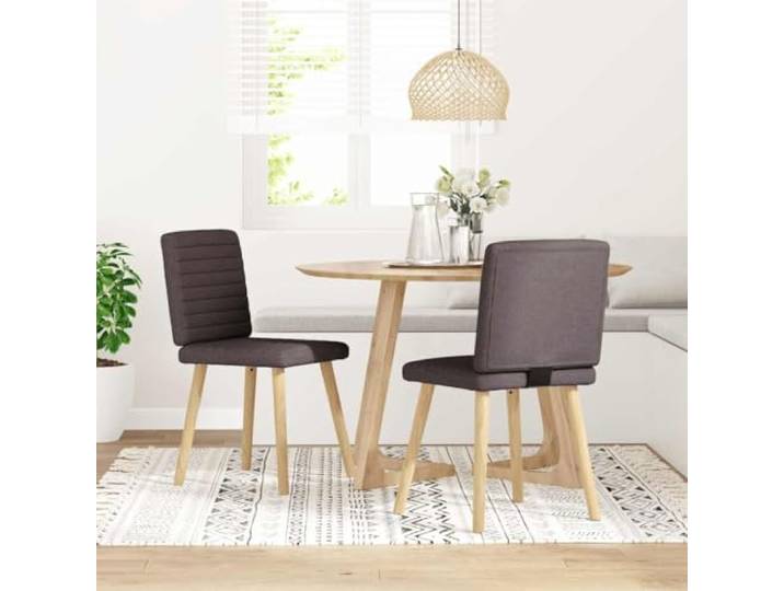 HMDNGOUT Esszimmerstühle 2 STK. Dunkelbraun Stoff Polyester-Bezug, Metall-Holz-Gestell, Schaumstoffpolsterung, Esszimmer, Wohnzimmer, Gästezimmer